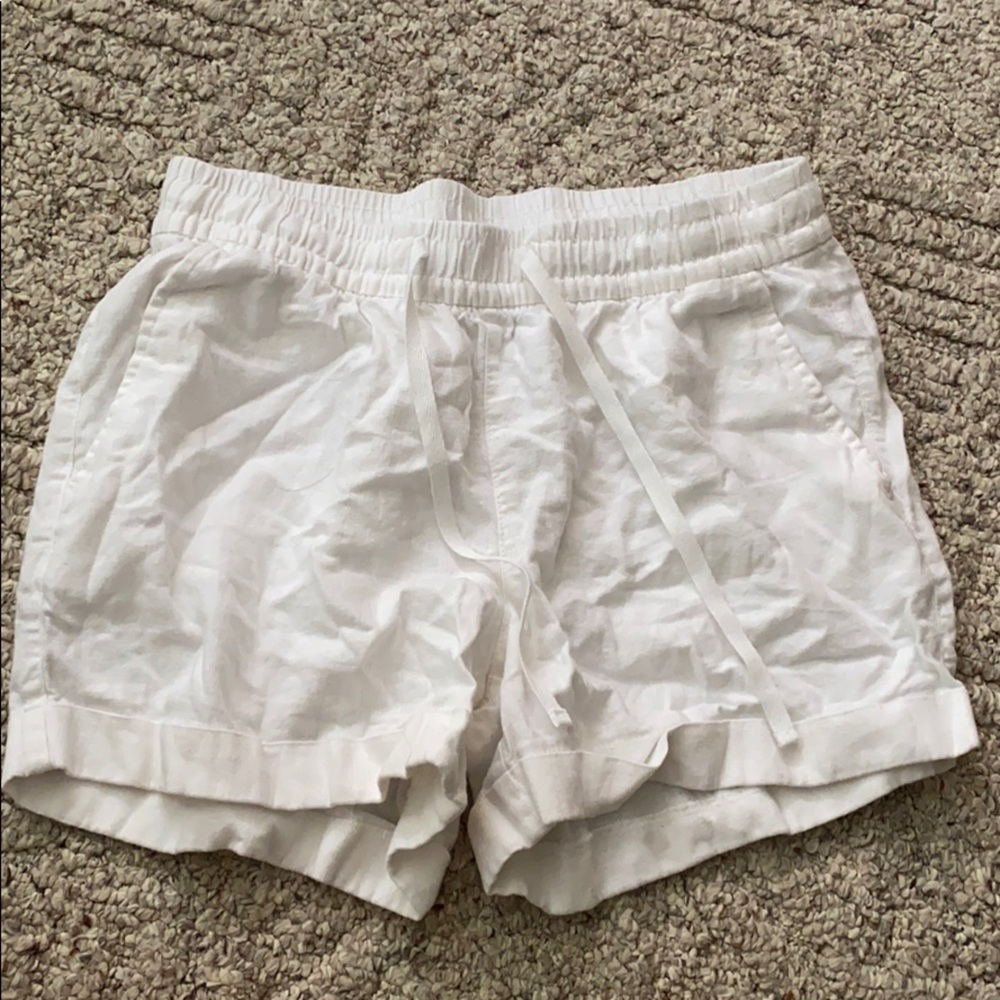 White linen shorts